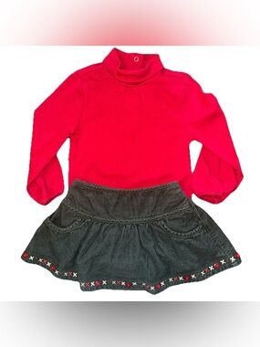 Gymboree VTG Y2K 2006 Girls 2T Fall Outfit Corduroy Skirt & Long Sleeve Bodysuit
